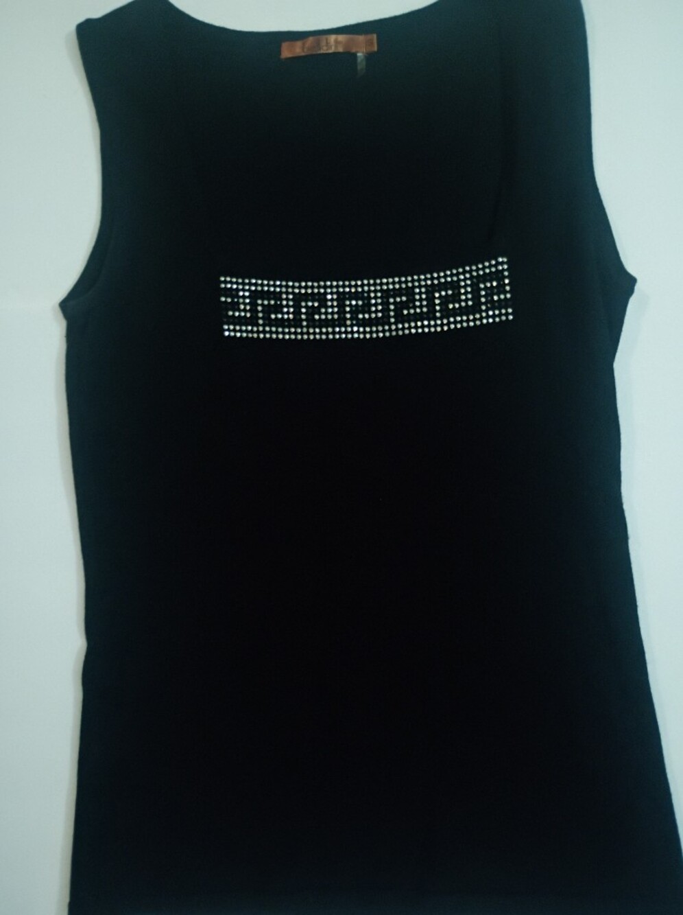 Bellini Black Light Sweater Tank Top with Silver Stud Detail